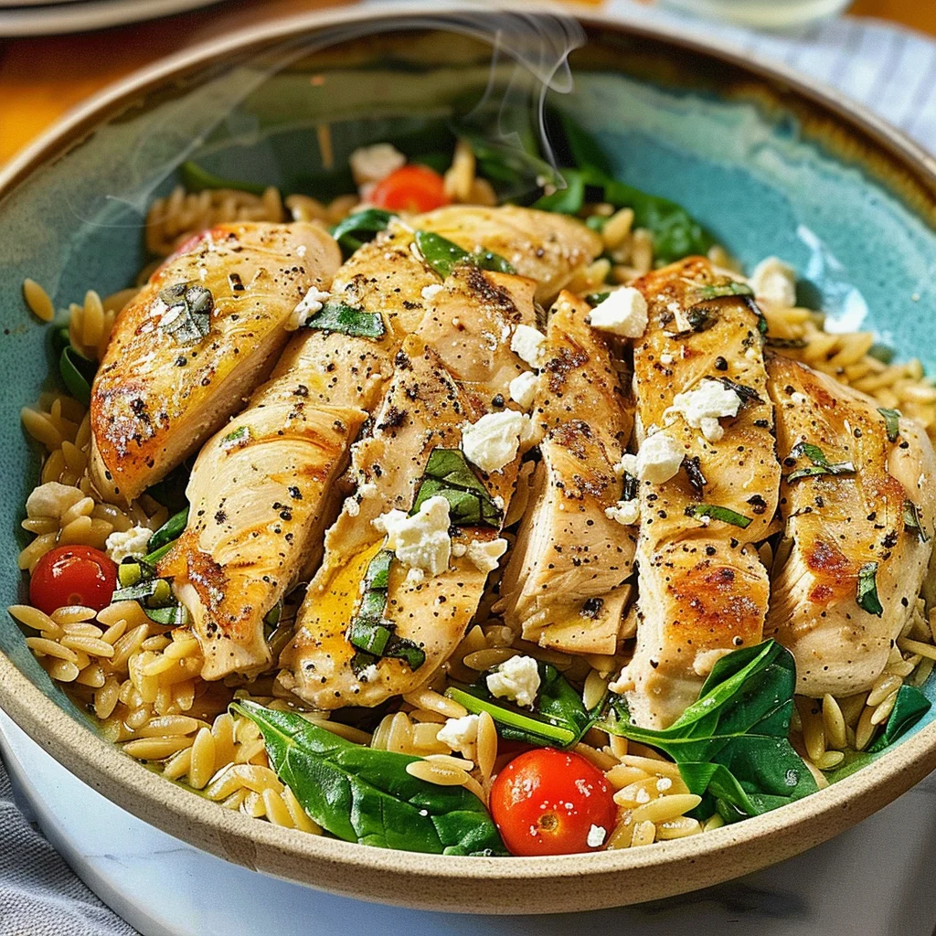 High Protein Mediterranean Chicken Orzo