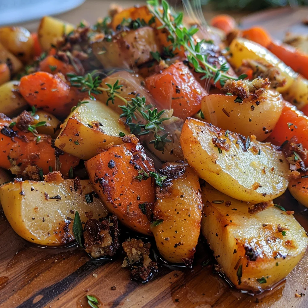 Maple Dijon Roasted Apples & Carrots