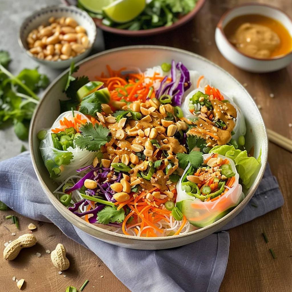 Spring Roll Salad with Peanut Dressing