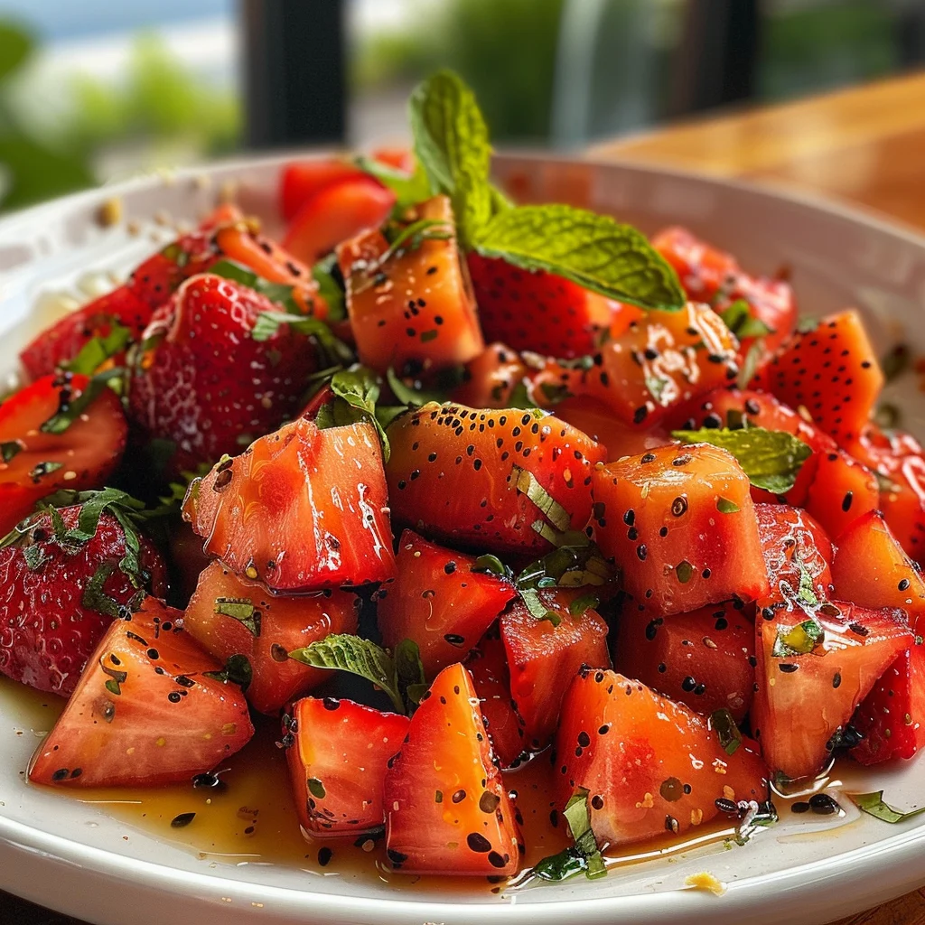 Strawberry Watermelon Salad with Honey-Lime Vinaigrette