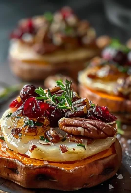 Sweet Potato Rounds with Brie, Cranberry & Pecans