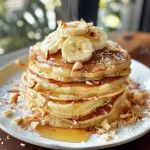 Toasted Coconut Macadamia Pancakes with Coconut Syrup