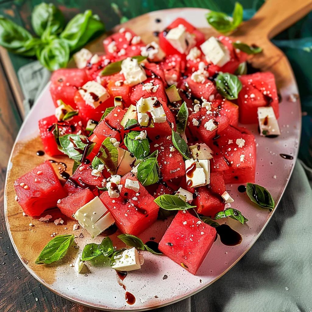 Watermelon Basil Feta Salad