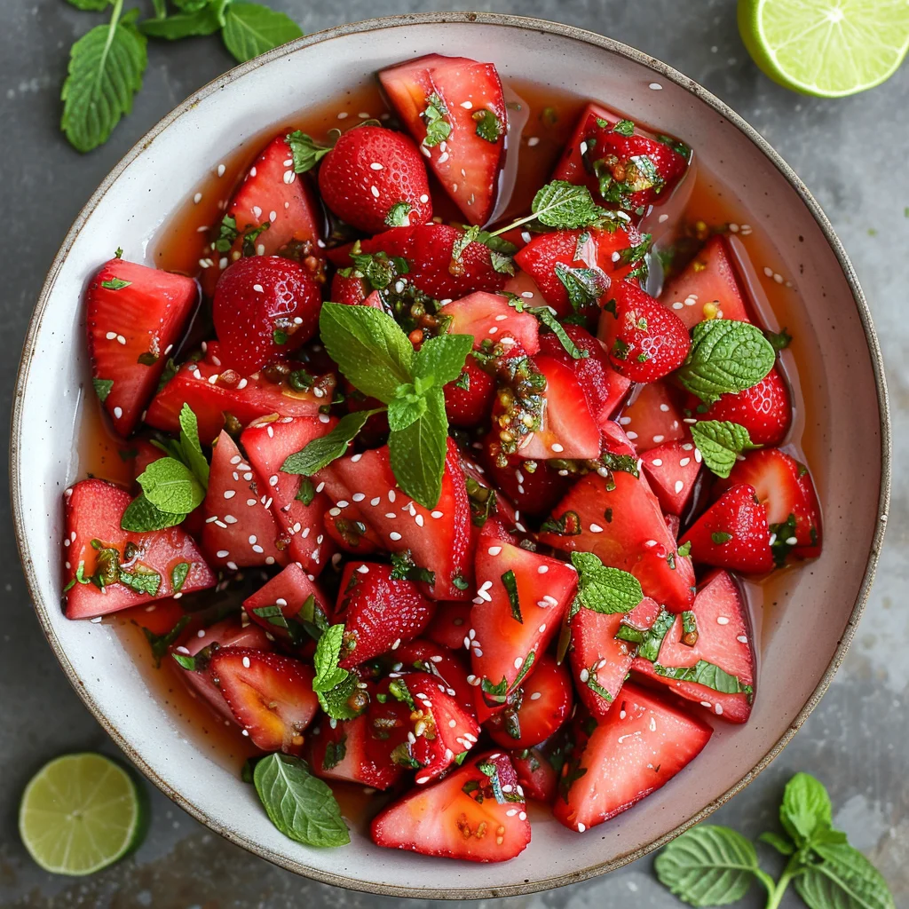 Watermelon Salad With Strawberries & Honey Lime Dressing image 4