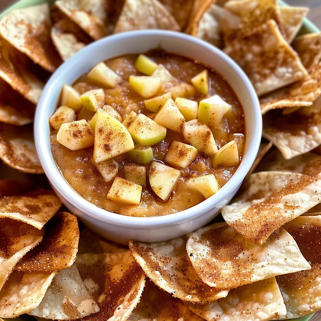 Apple Pie Dip with Cinnamon Sugar Tortilla Chips