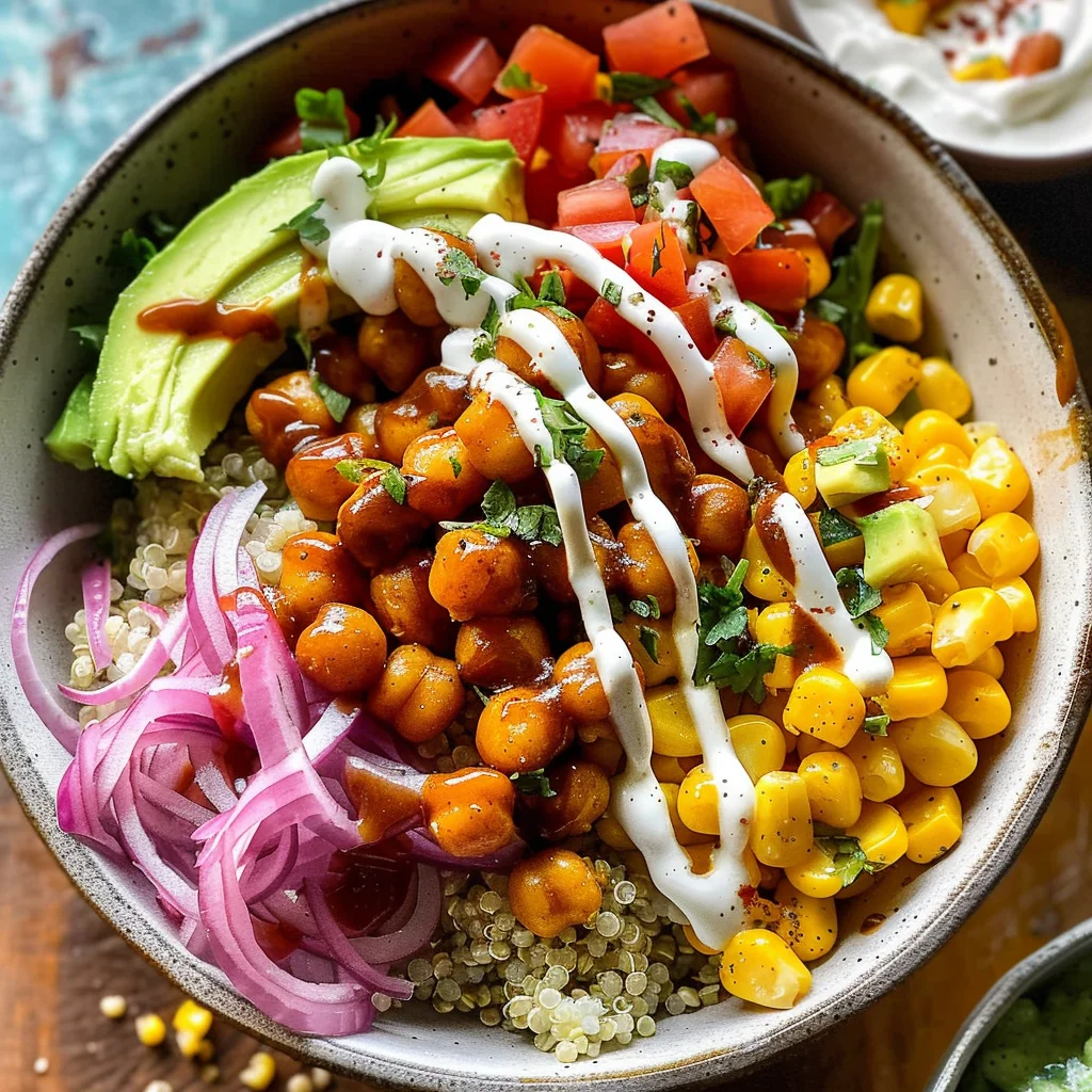 BBQ Ranch Chickpea Quinoa Bowls