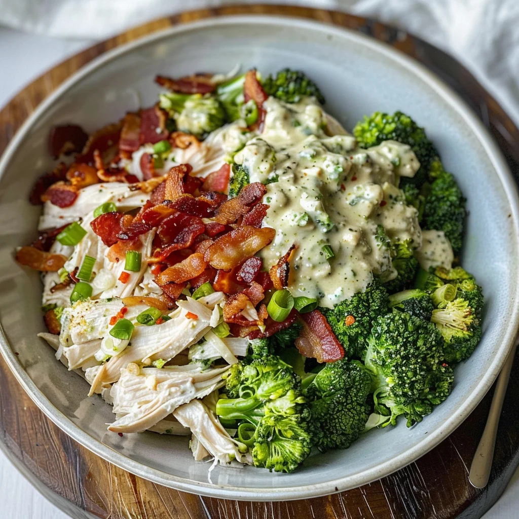 Bacon Broccoli and Ranch Chicken Salad