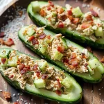 Bacon Ranch Chicken Salad Cucumber Boats