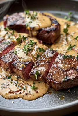 Cast Iron Bavette Steak with Whiskey Garlic Cream Sauce