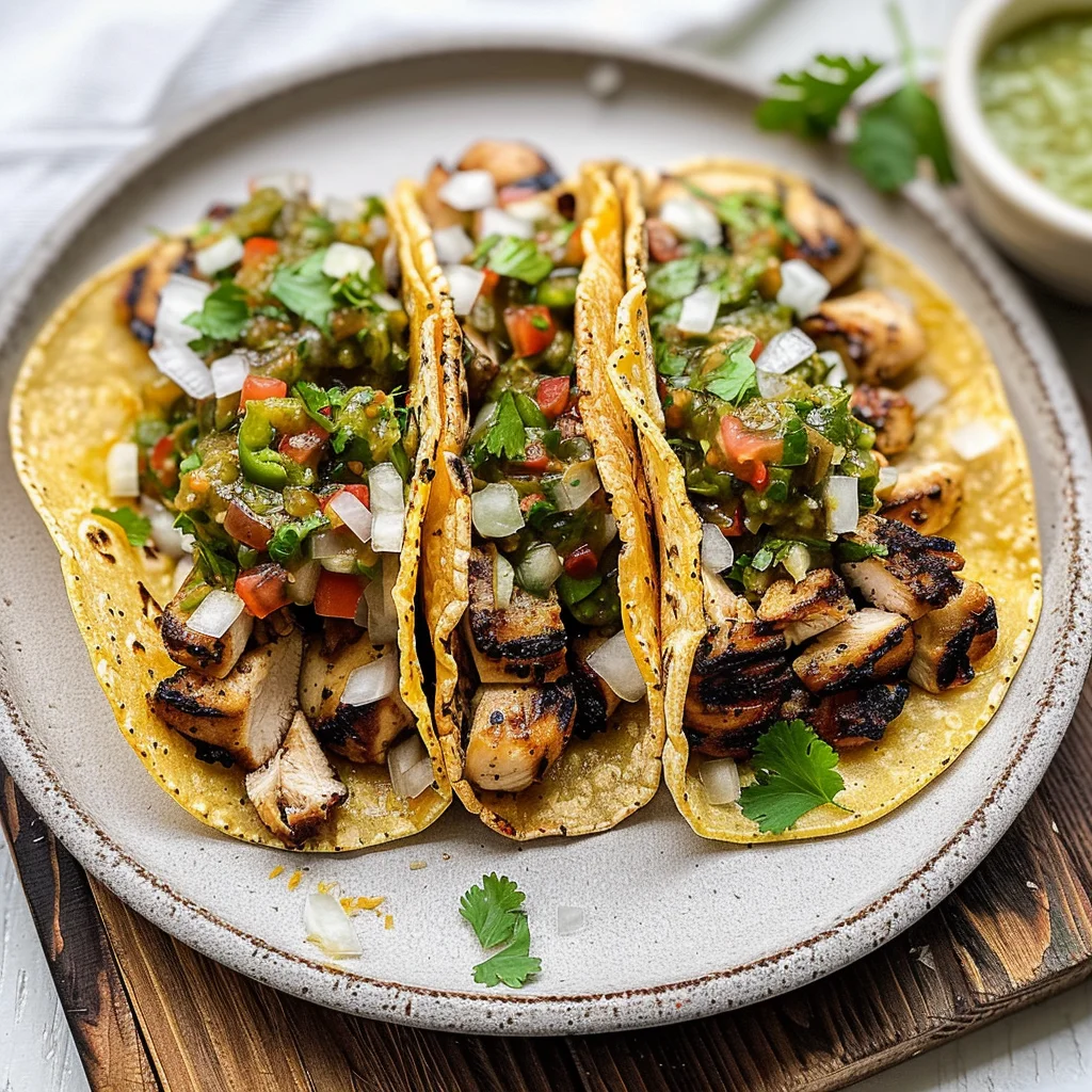 Charred Chile–Marinated Grilled Chicken Tacos
