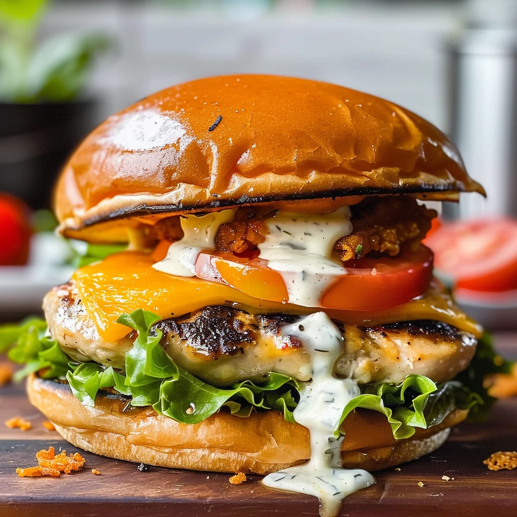 Cheddar Ranch Chicken Burgers