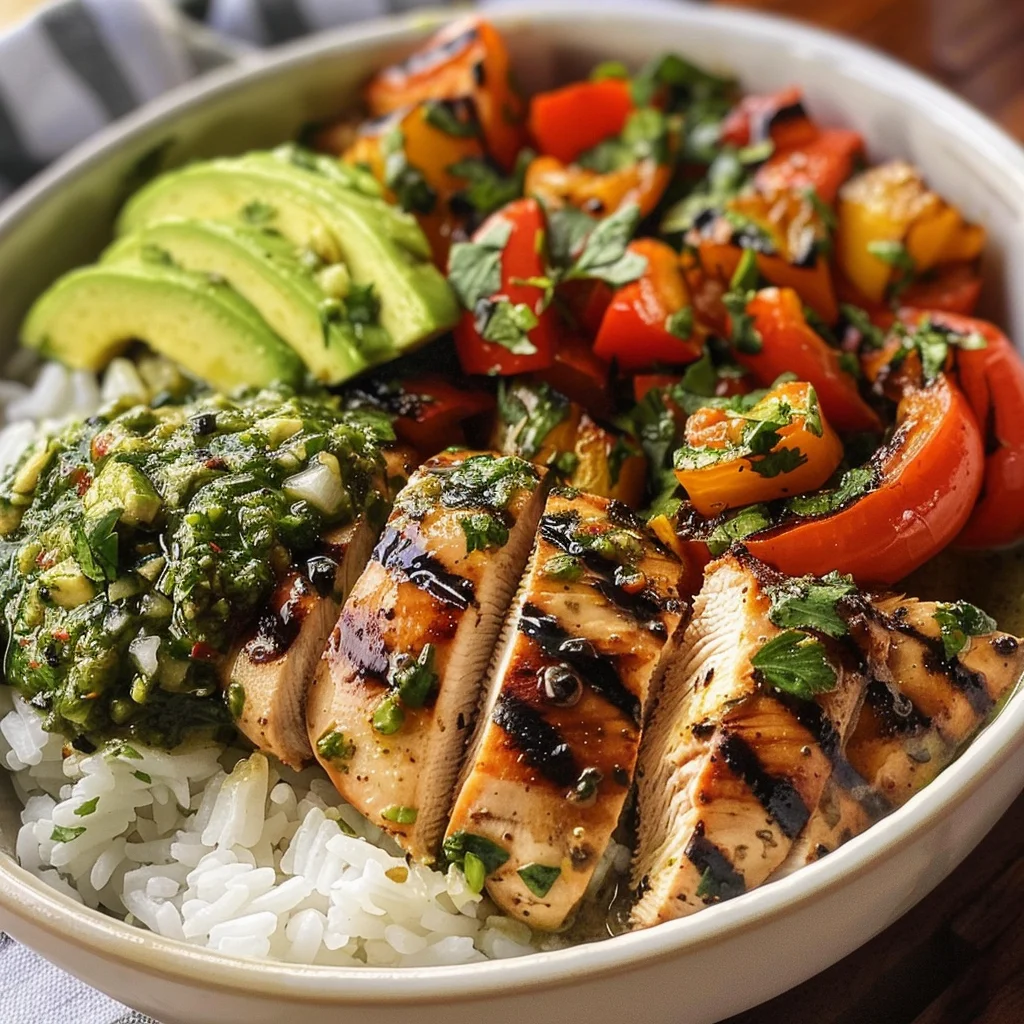 Chimichurri Grilled Chicken Bowl with Garlic Sauce