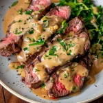 French Seared Steak with Cognac Cream Sauce