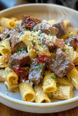Garlic Butter Steak Tips with Cheesy Rigatoni