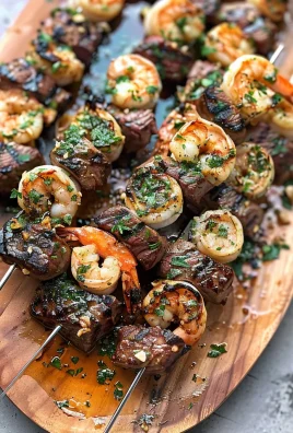 Grilled Steak and Shrimp Skewers with Garlic Butter
