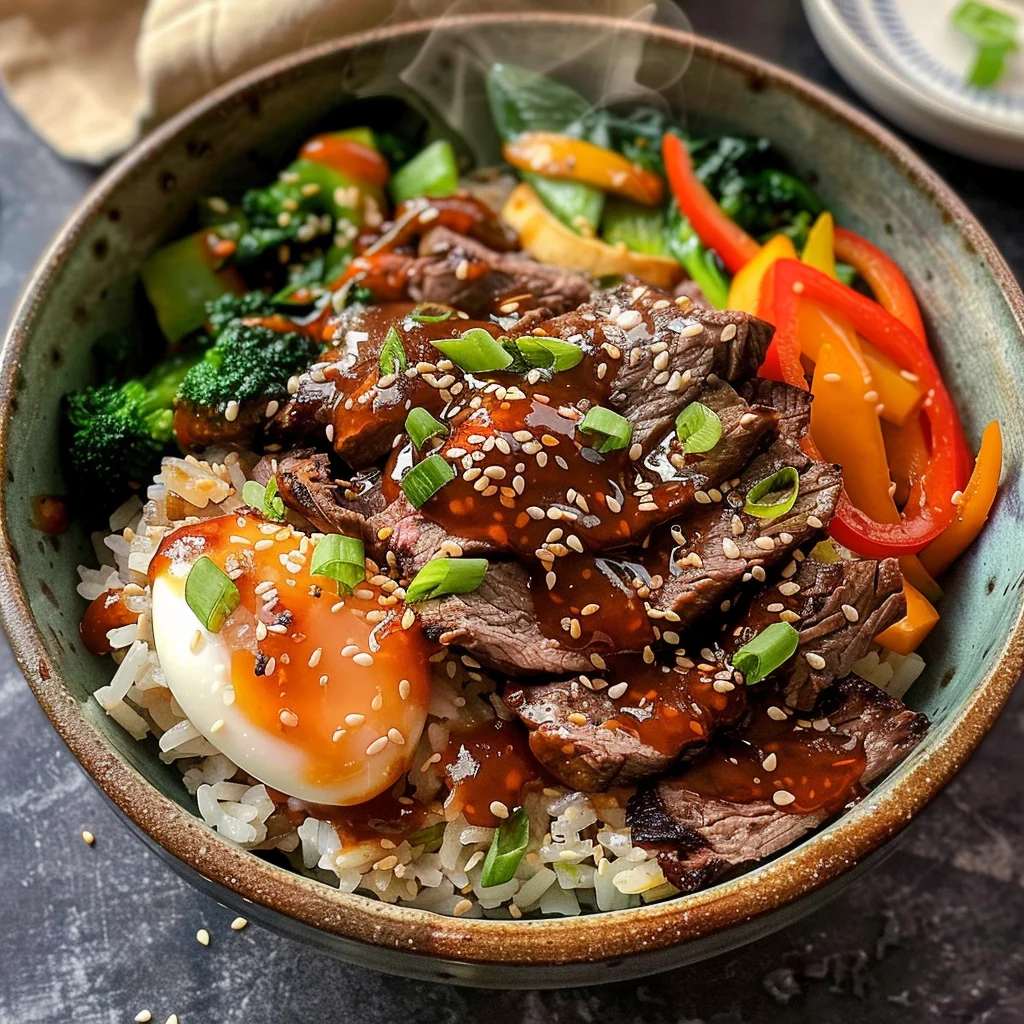 Korean BBQ Steak Rice Bowls with Spicy Cream Sauce: An Incredible Ultimate Recipe