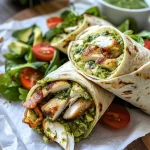 Pesto Chicken and Avocado Bacon Salad Wraps