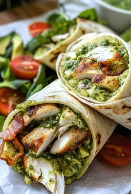 Pesto Chicken and Avocado Bacon Salad Wraps