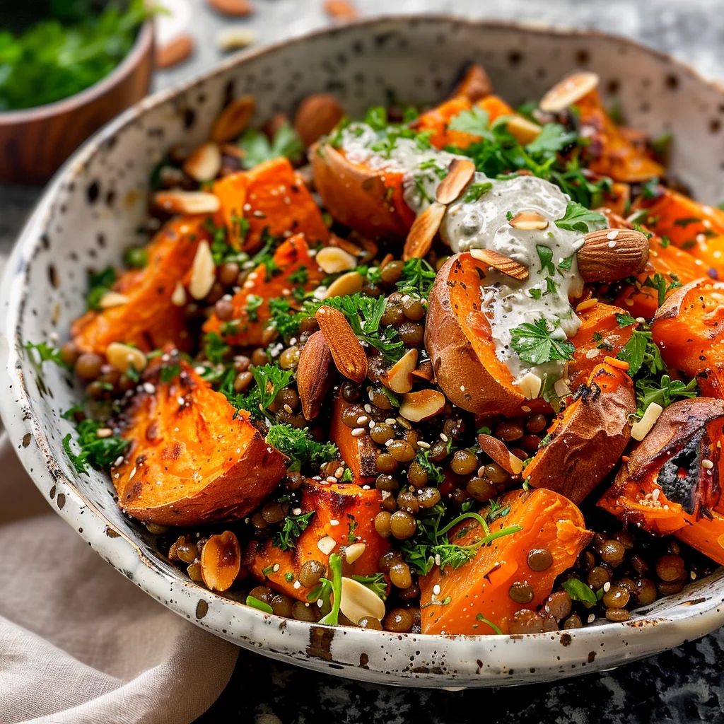 Roasted Sweet Potato Salad with Lentils