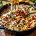 Sizzling Bacon Cheeseburger Queso Dip