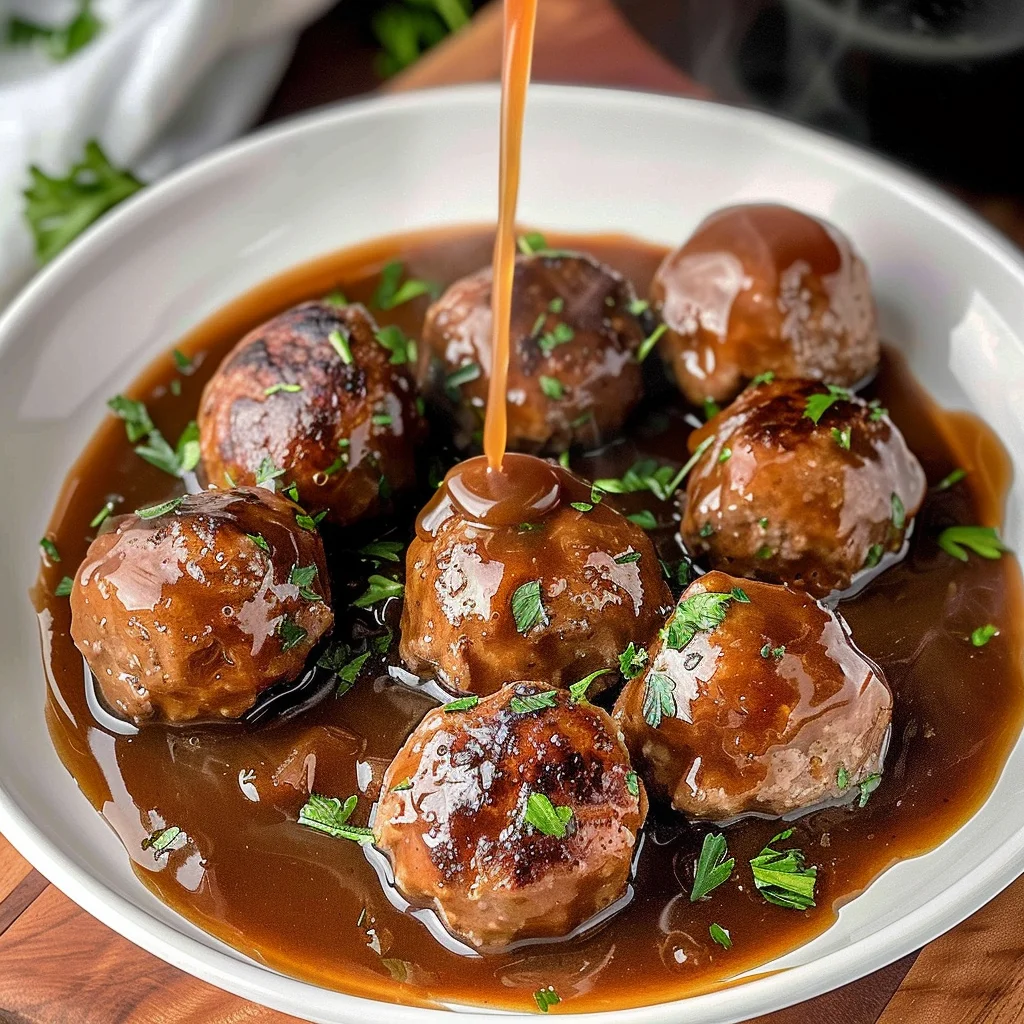 Slow Cooker Salisbury Steak Meatballs (Frozen Meatballs)