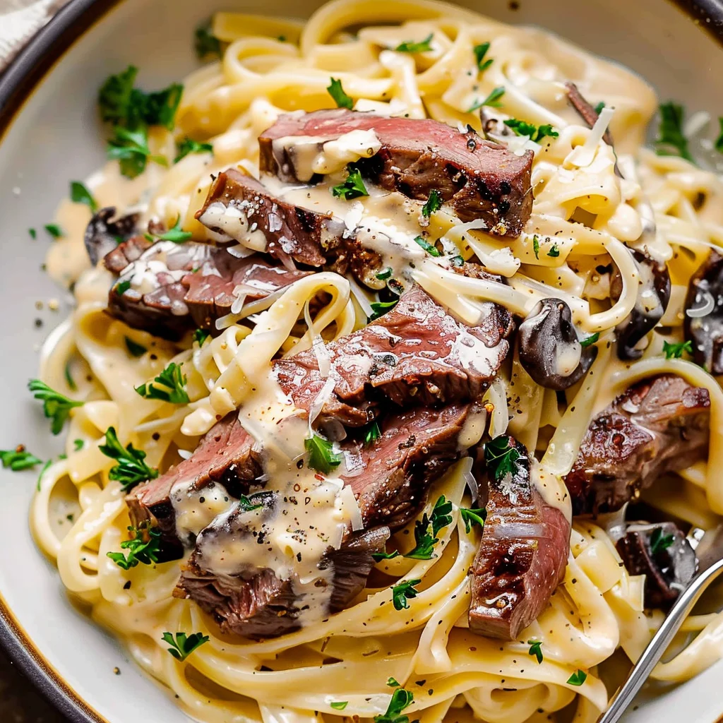 The Best Creamy Steak Pasta Alfredo Recipe