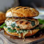 White Cheddar and Spinach Chicken Burgers