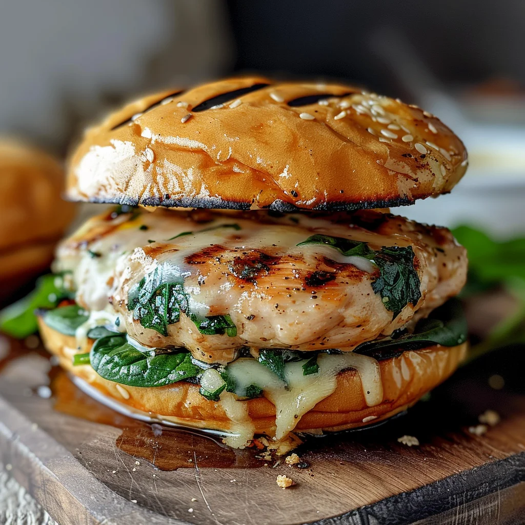 White Cheddar and Spinach Chicken Burgers
