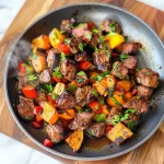 Whole30 Steak Bites with Sweet Potatoes and Peppers