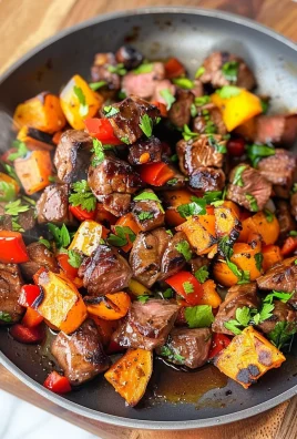 Whole30 Steak Bites with Sweet Potatoes and Peppers