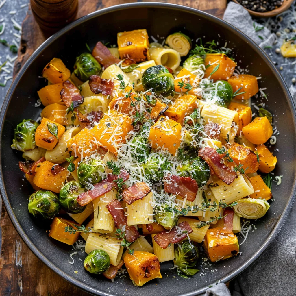 Bacon Brussels Sprouts Butternut Squash Pasta