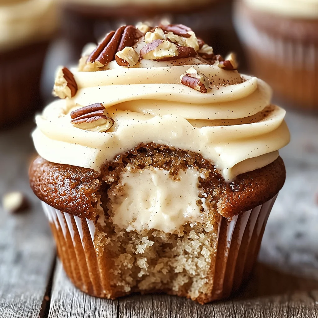 Banana Cinnamon Pecan Cupcakes with Cream Cheese Frosting