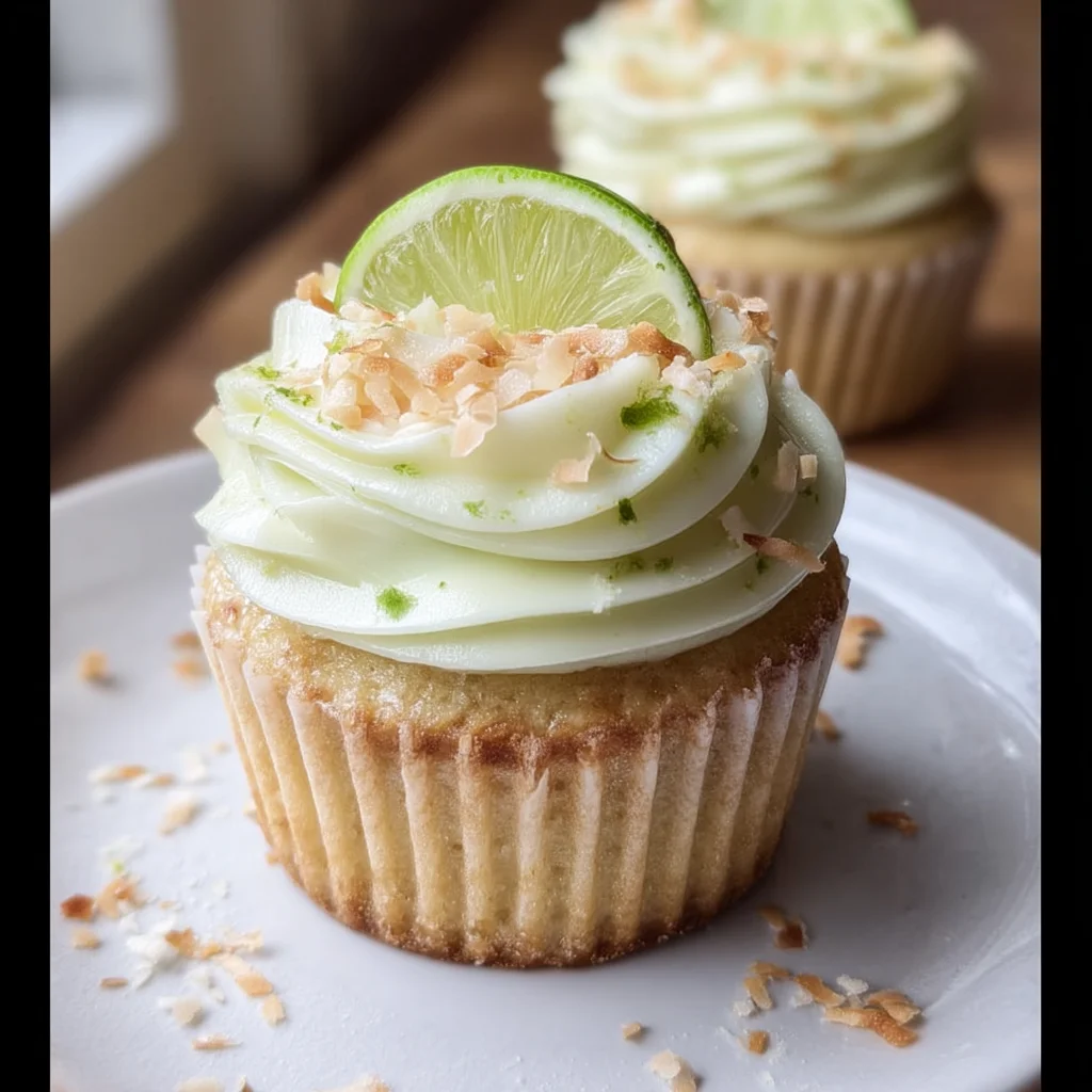 Coconut Cupcakes with Lime Buttercream Frosting
