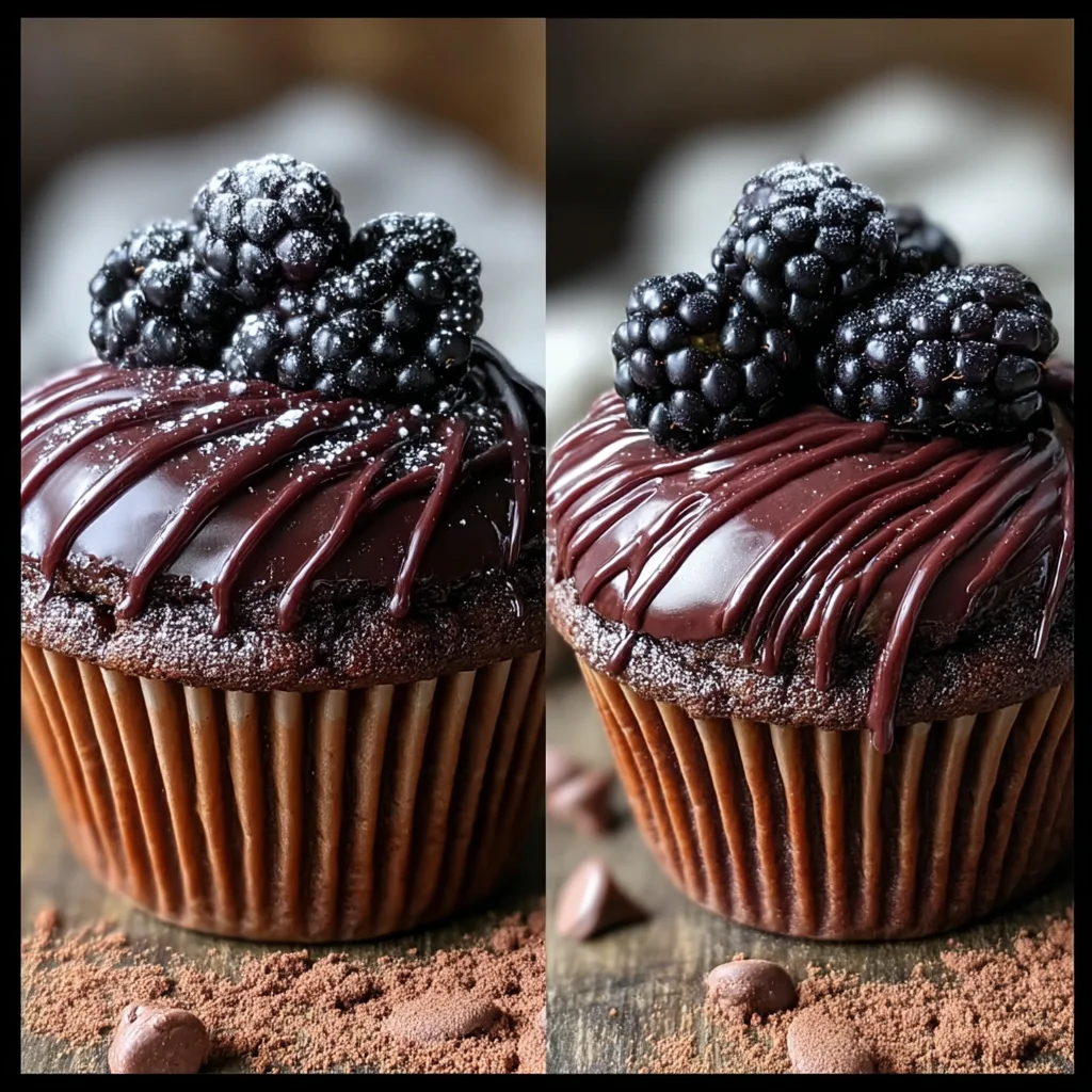 Decadent Dark Chocolate Blackberry Cupcakes