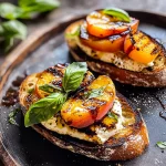 Grilled Peach and Burrata Crostini
