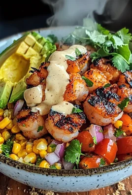 Grilled Shrimp Bowl with Avocado, Corn Salsa & Creamy Garlic Sauce: An Incredible 7-Ingredient Recipe
