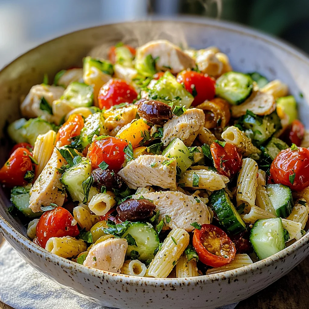 Mediterranean Chicken Pasta Salad