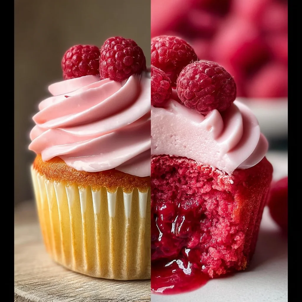 Raspberry Cupcakes with Raspberry Filling and Russian Buttercream