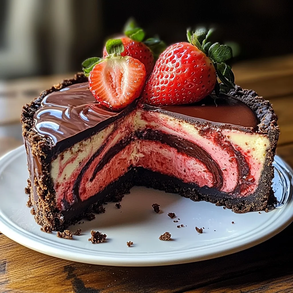 Chocolate Strawberry Swirl Cheesecake