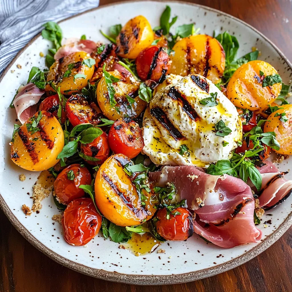 Grilled Nectarine Burrata Prosciutto Salad