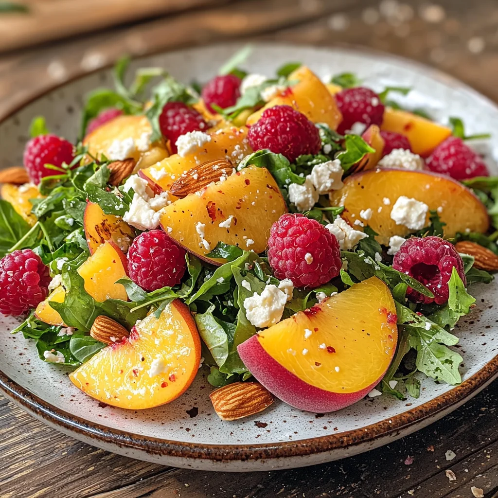 White Peach Raspberry Almond Salad